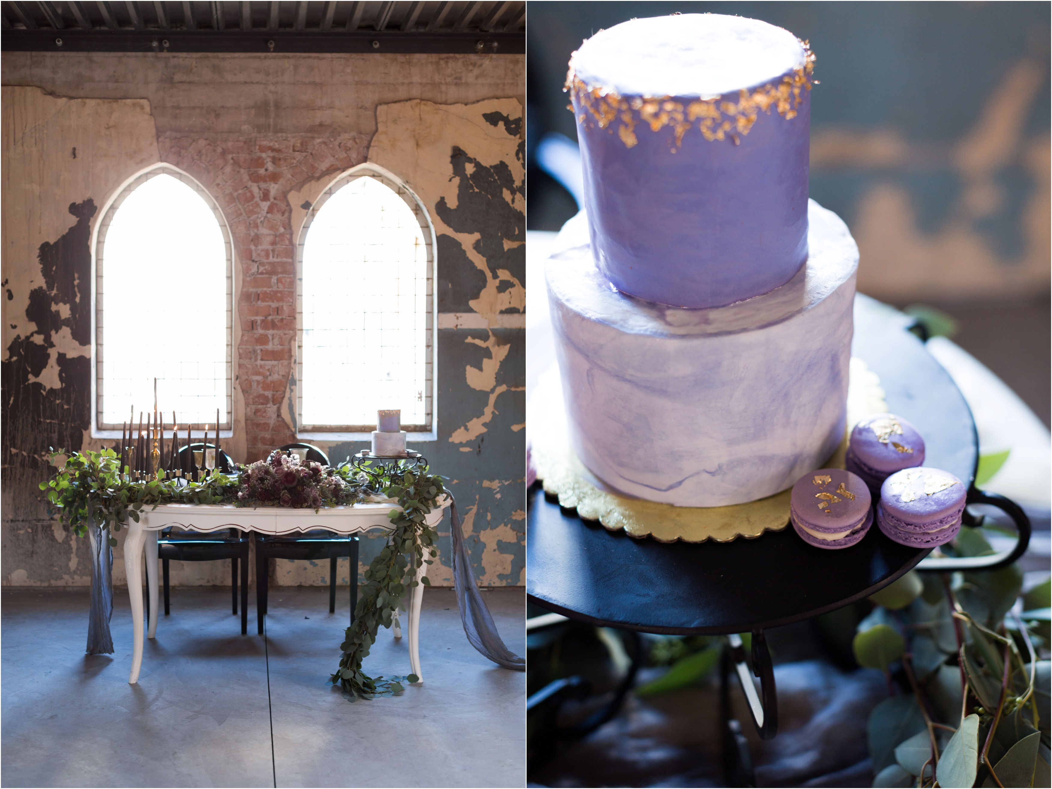 2 tier purple wedding cake - Riane Roberts Photography 