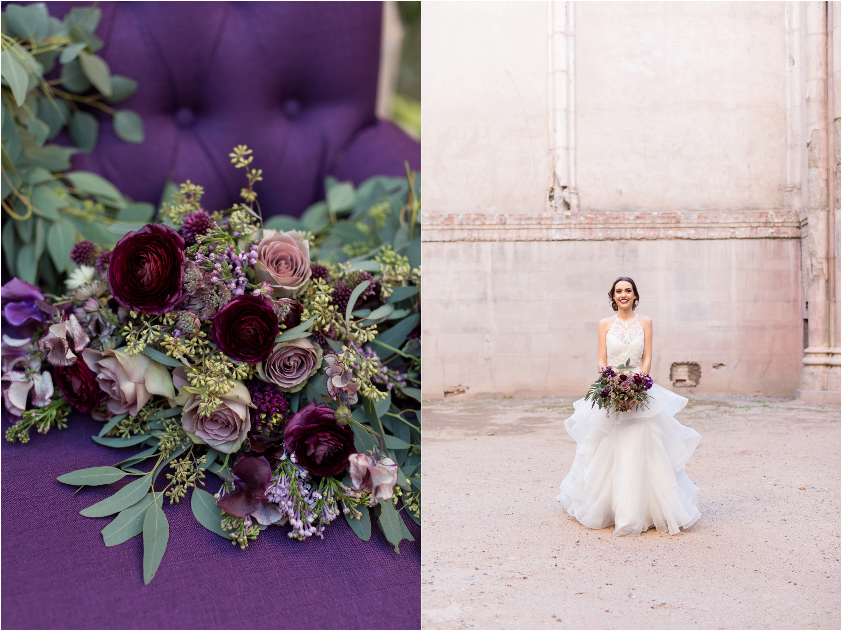 Purple flower bouquet for wedding - Riane Roberts Photography 