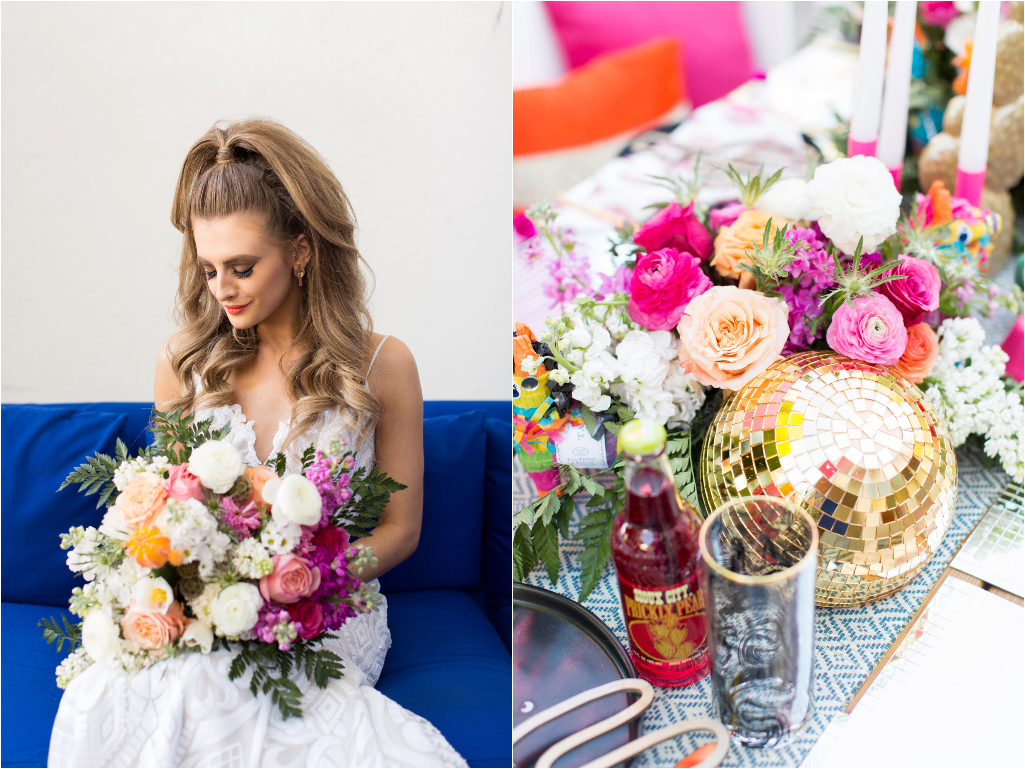 Pink bouquet for vibrant brides