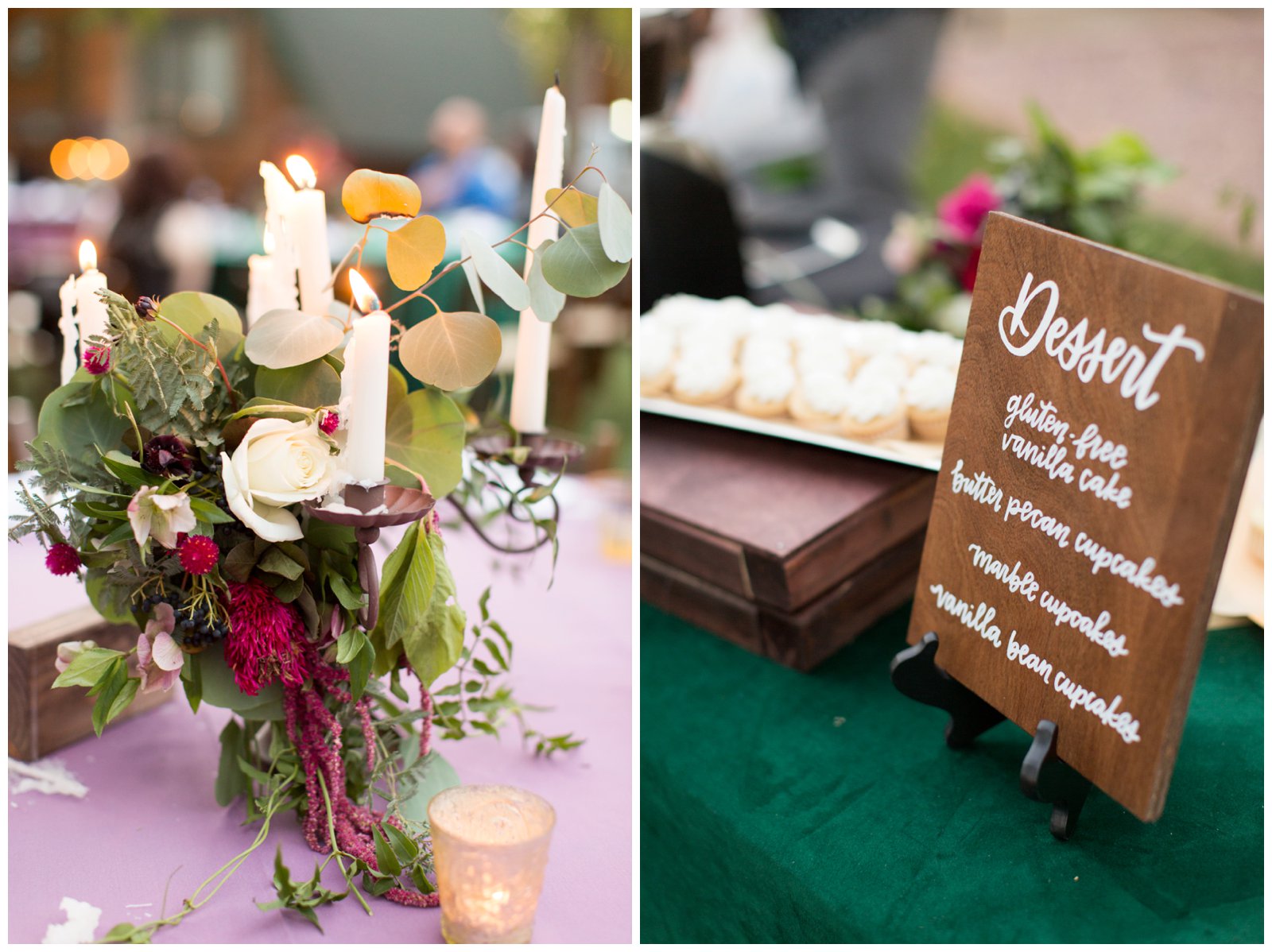 Table top decorations at Strawberry Payson Arizona Woodsy Wedding