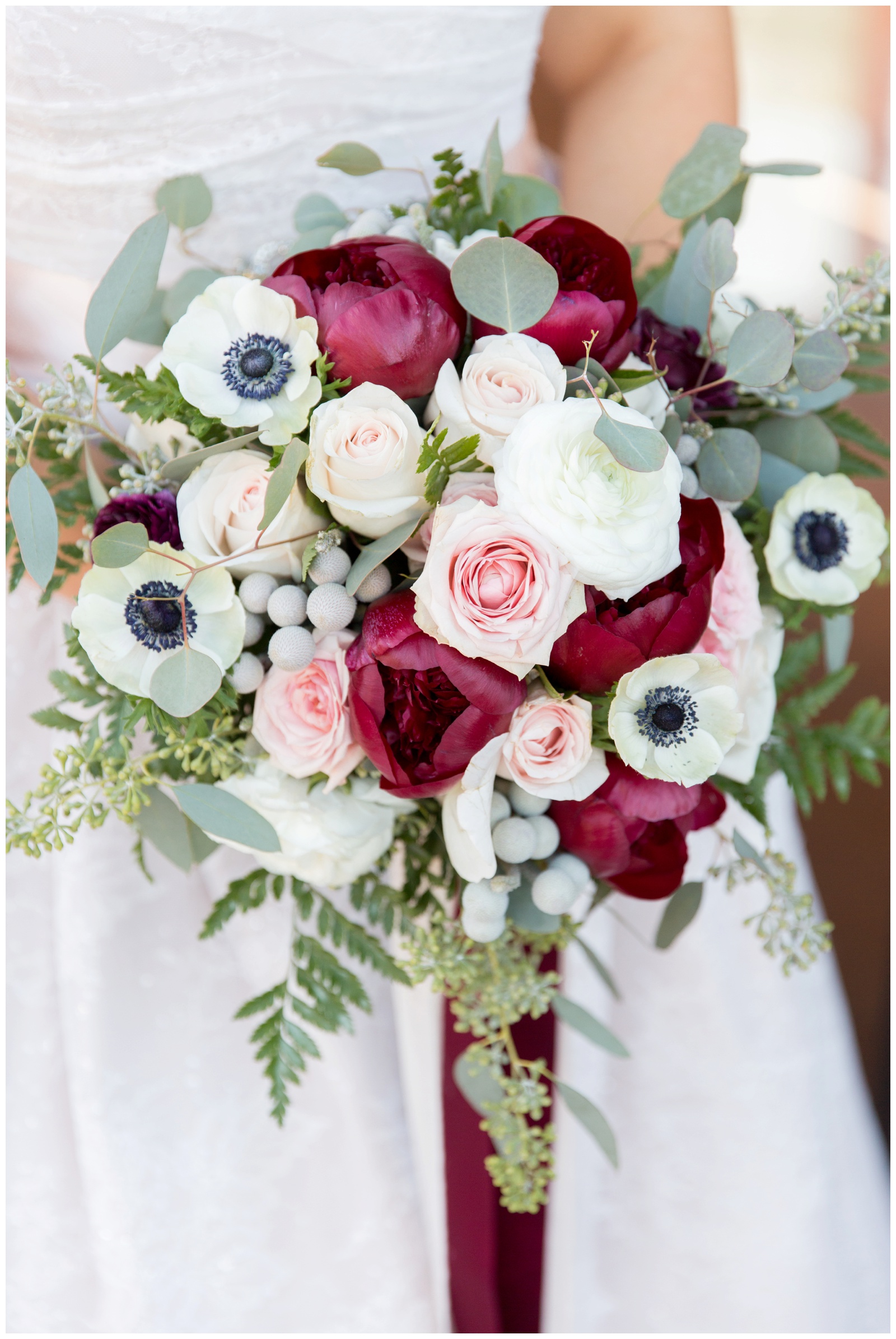 Blush pink and maroon bouquet - Riane Roberts