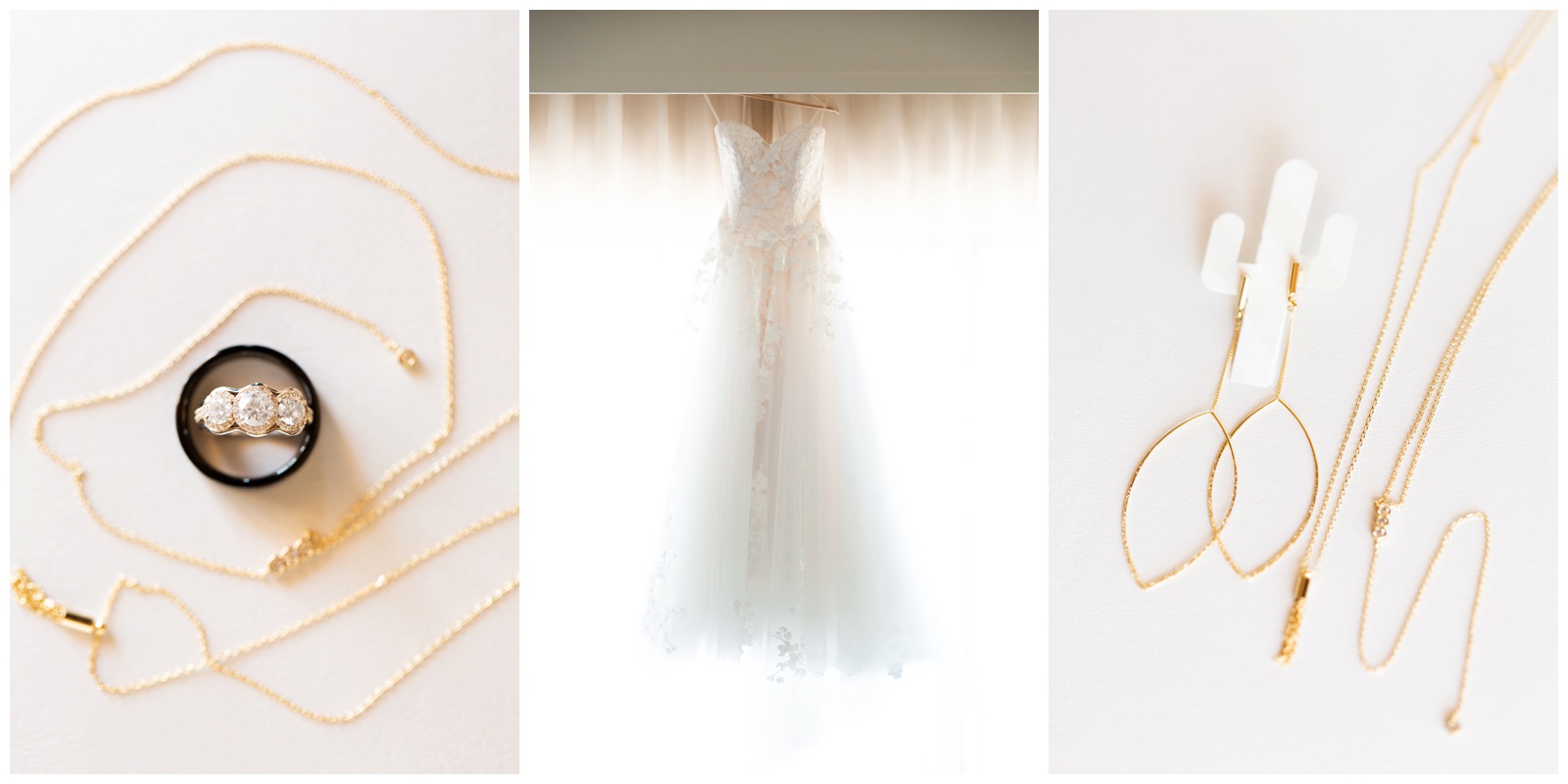 details of the brides jewelry and dress - riane roberts