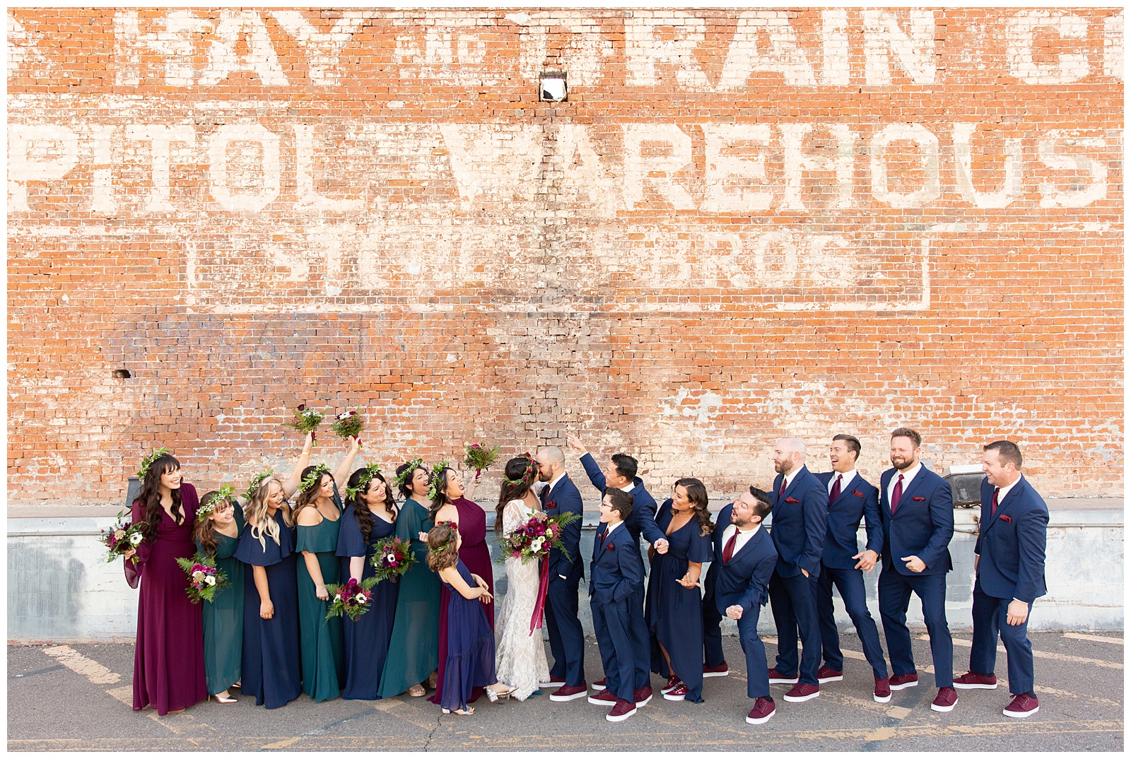 Downtown Phoenix wedding photography with jewel color scheme by riane roberts