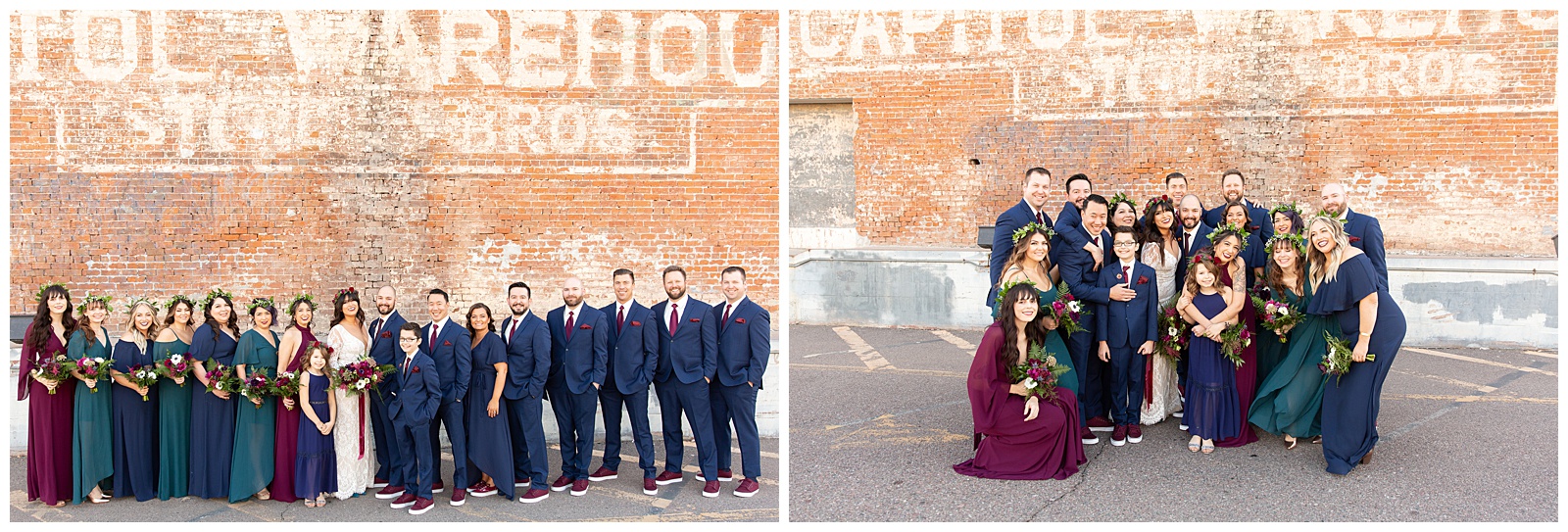Downtown Phoenix wedding photos with jewel color scheme by riane roberts