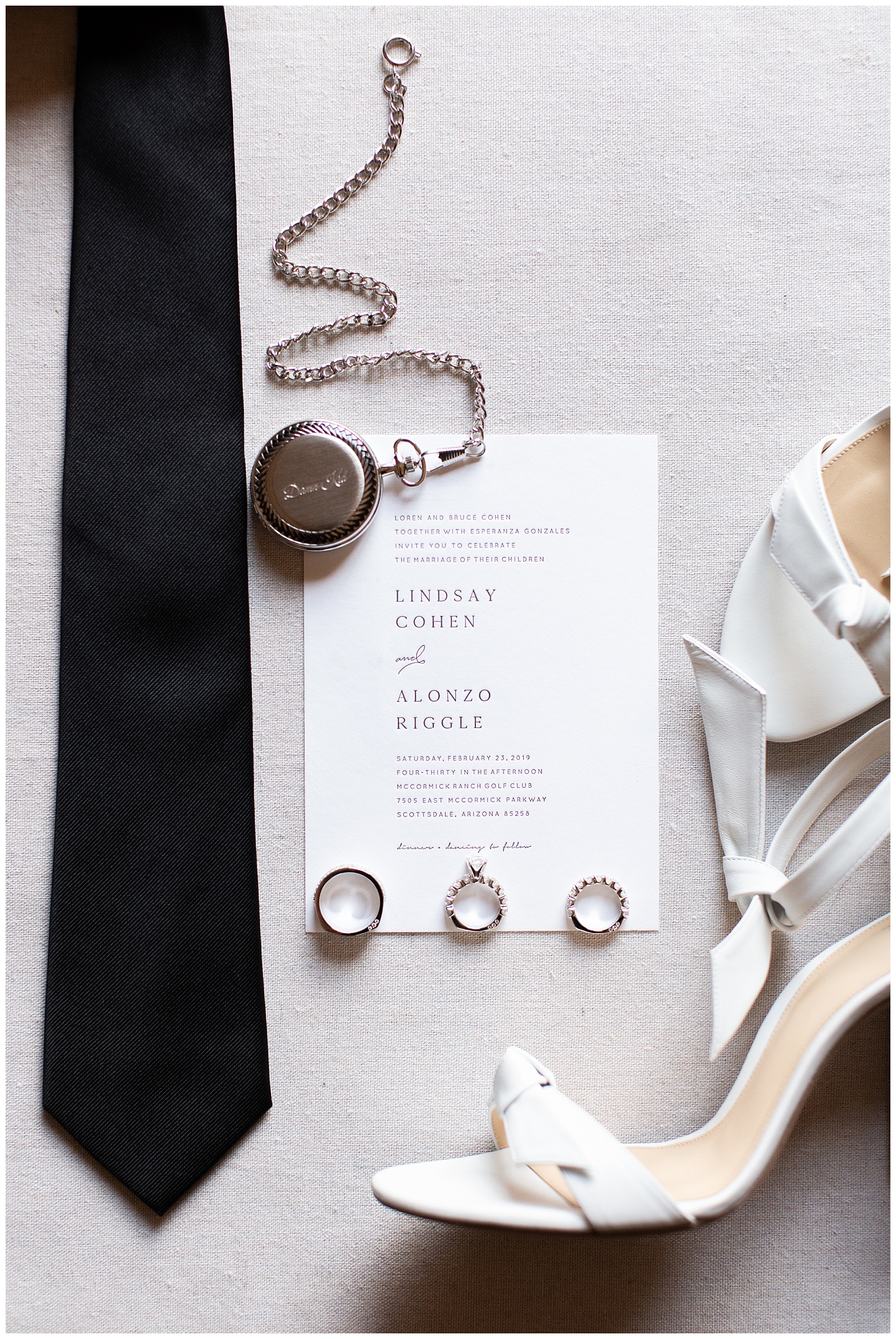 Bride and groom wedding accessories 