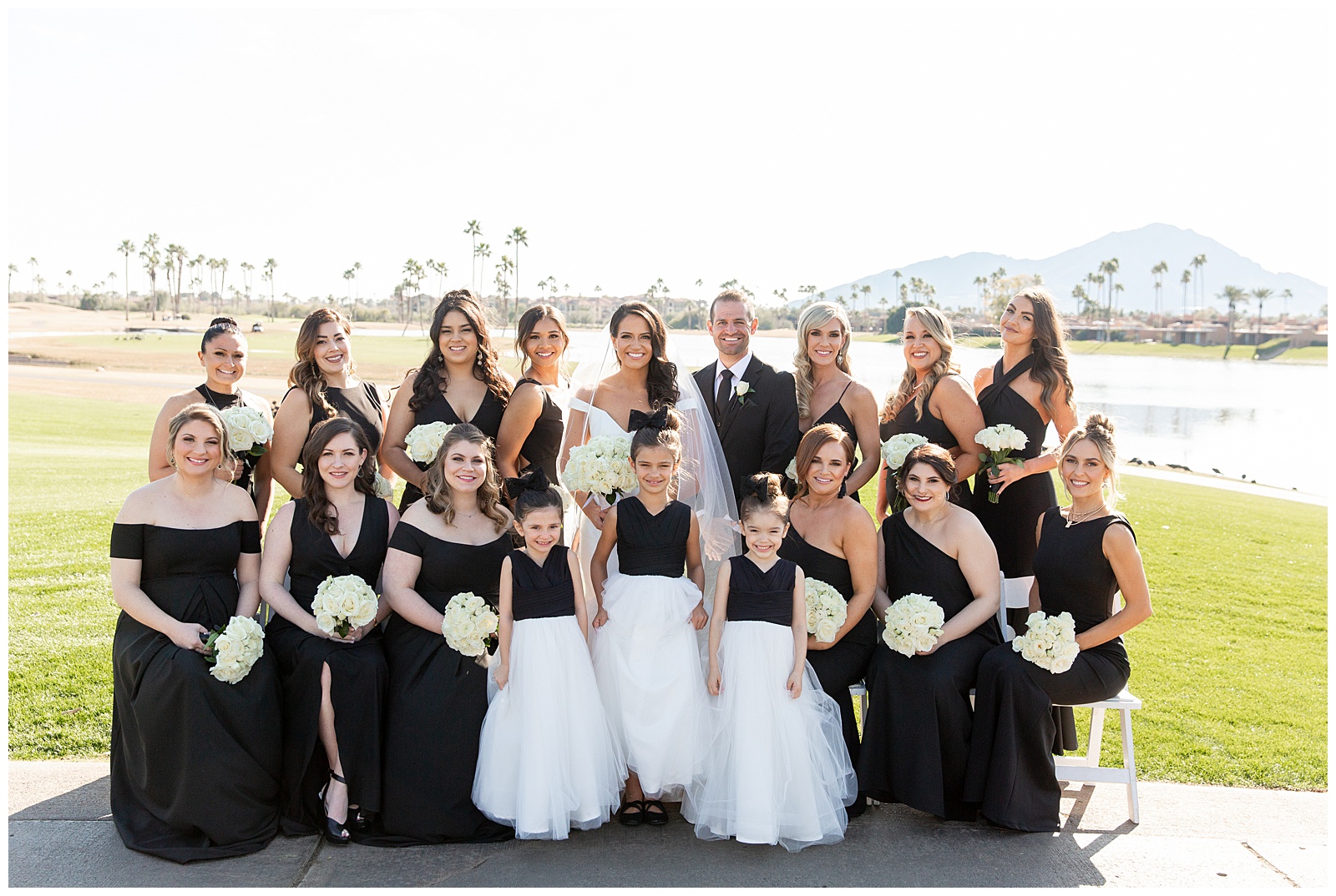 Black dresses bridesmaid for Black Tie Wedding at McCormick Ranch Golf Club, Scottsdale AZ