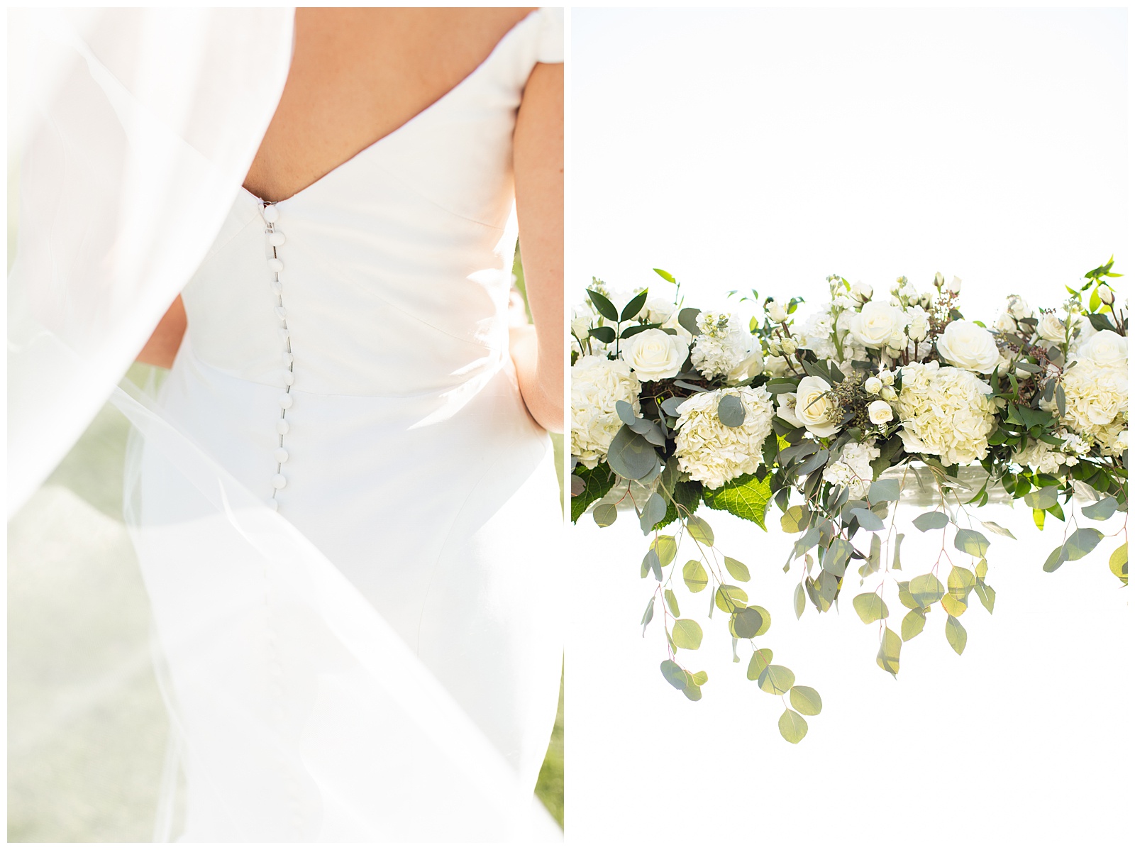 Brides details with white flower decoration