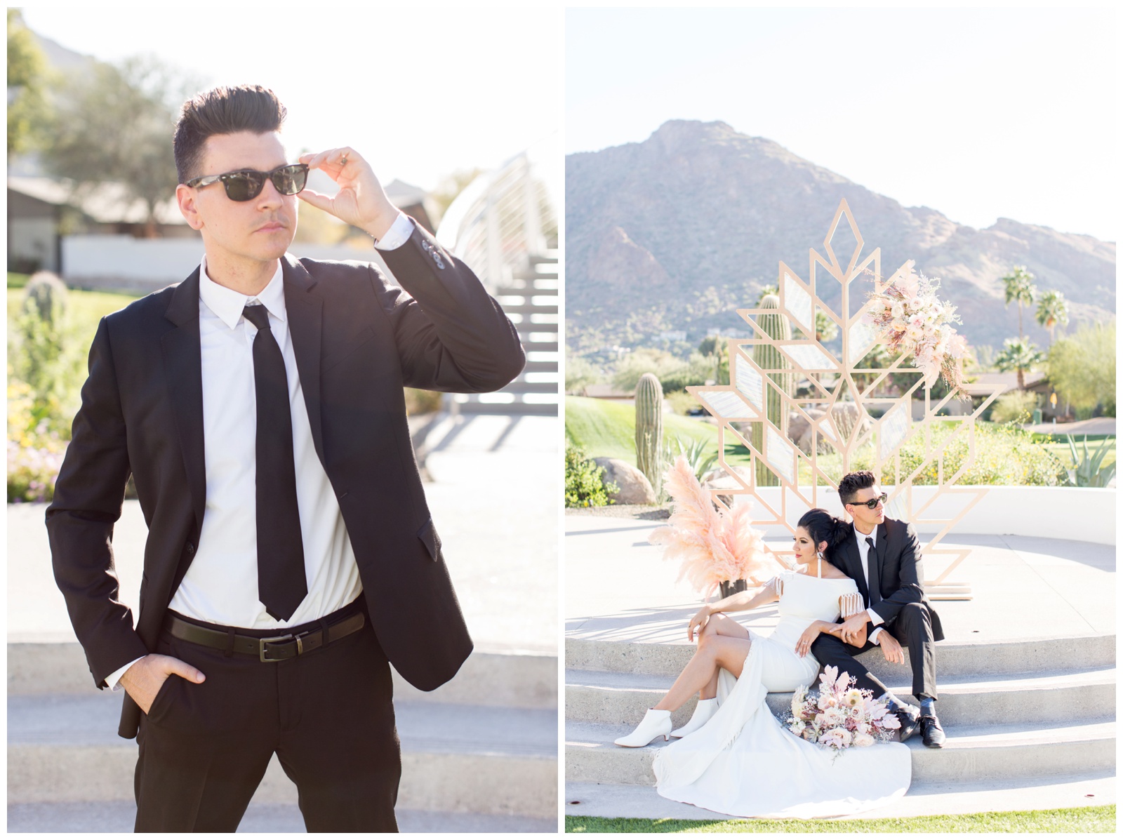 cool and trendy wedding photos at Mountain Shadows Resort