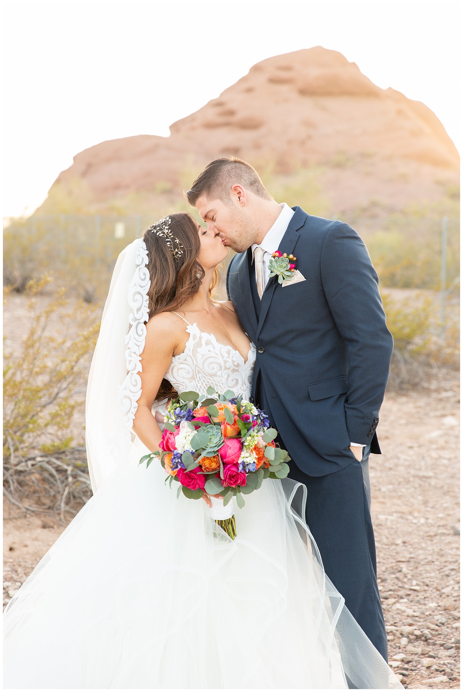 romantic arizona colorful wedding portrait 